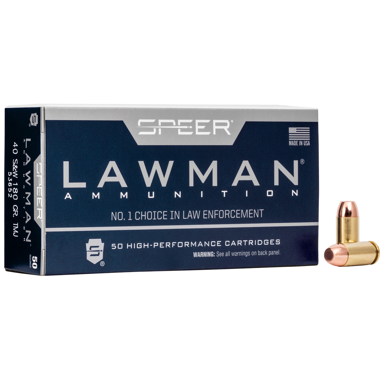 Speer Lawman 40 S&W 180gr TMJ training ammo with box