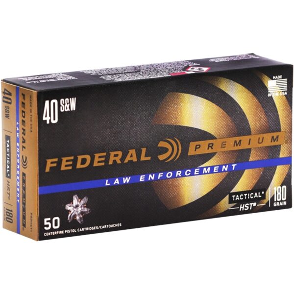 Federal Premium 40 S&W 180gr HST JHP ammunition box
