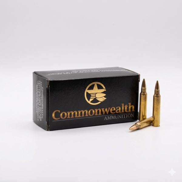 Commonwealth Ammunition .223 Rem 50gr TNT 50 round box with cartridges.
