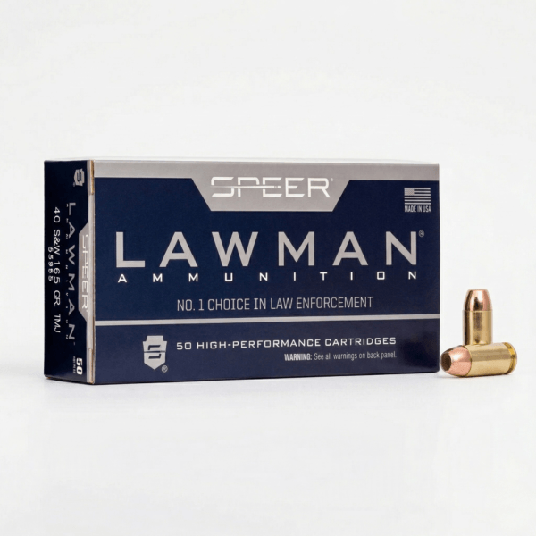 Speer Lawman 40 S&W 165gr TMJ training ammo with box