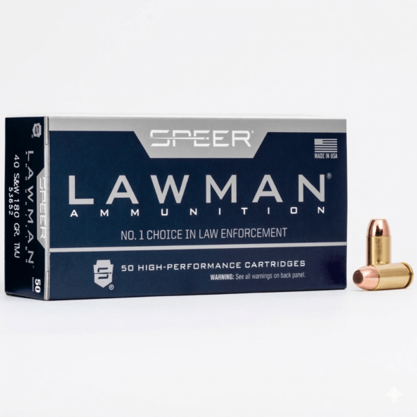Speer Lawman 40 S&W 180gr TMJ training ammo with box