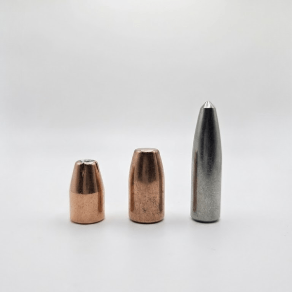 Difference in bullet shapes between handgun vs rifle ammunition.